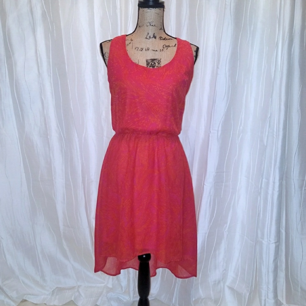 Massimo Pink Orange High Low Chiffon Dress Size XS